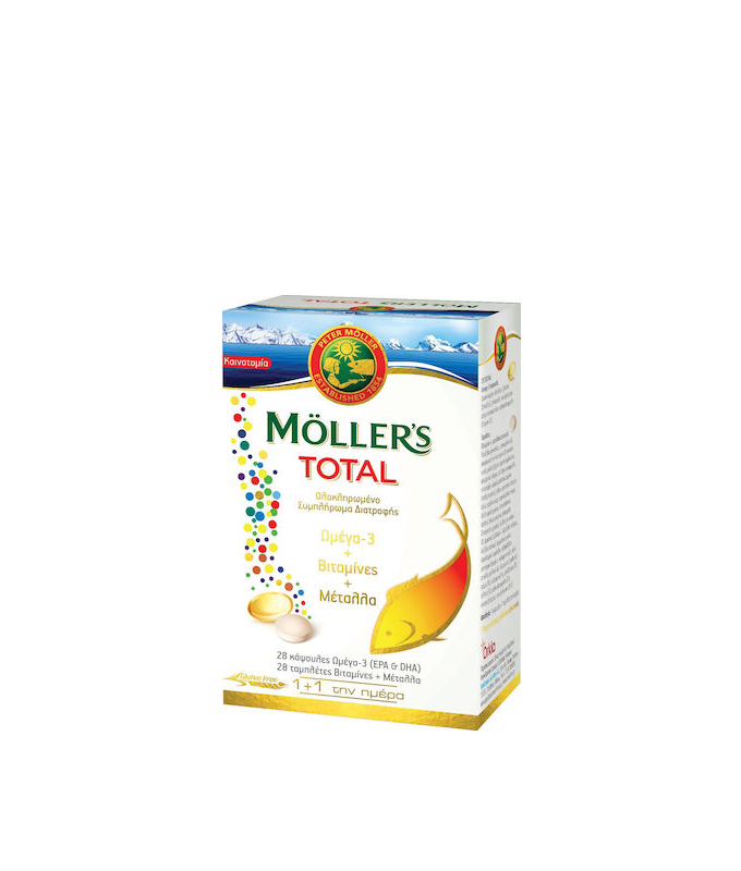 Moller's Total Ωμέγα 3 28 κάψουλες Βιταμίνες & Μέταλλα 28 ταμπλέτες