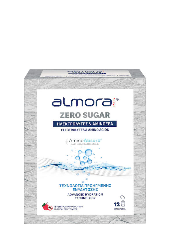Almora Zero Sugar Amino Absorb Ηλεκτρολύτες με Αμινοξέα για Προηγμένη Ενυδάτωση Χωρίς Ζάχαρη, 12 φακελίσκοι
