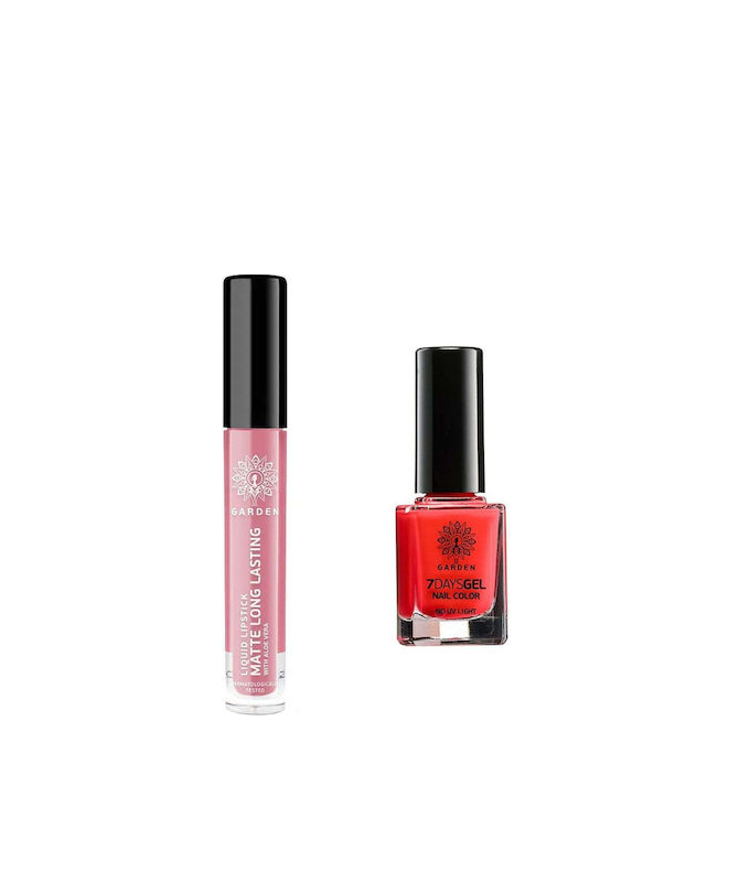 GARDEN Promo Liquid Lipstick 02 Matte Long Lasting Ματ Κραγιόν σε Υγρή Μορφή & 7 Days Gel Nail Color 33 Βερνίκι Νυχιών