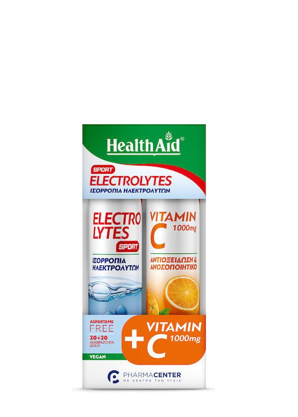 Health Aid Electrolytes Sport & Vitamin C 1000mg Πορτοκάλι 2 x 20 αναβράζοντα δισκία