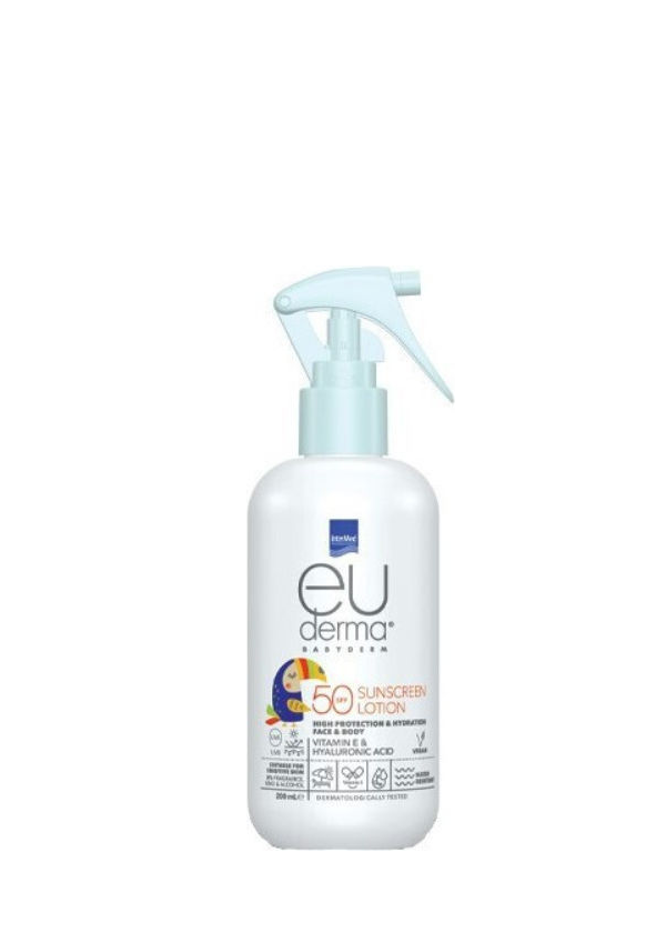 InterMed Euderma SPF50 Αδιάβροχο Βρεφικό Αντηλιακό Γαλάκτωμα για Πρόσωπο & Σώμα 200ml
