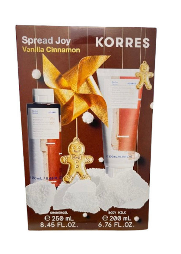 Korres Promo Spread Joy με Vanilla Cinnamon Shower Gel Αφρόλουτρο, 250ml & Vanilla Cinnamon Body Milk Γαλάκτωμα Σώματος με Άρωμα Βανίλια & Κανέλα, 200ml, 1σετ