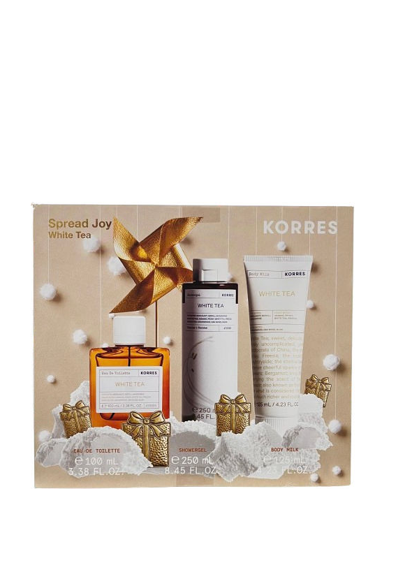 Korres Promo Spread Joy με White Tea Eau De Toilette Γυναικείο Άρωμα, 100ml & White Tea Showergel Αφρόλουτρο, 250ml & White Tea Body Milk Γαλάκτωμα Σώματος, 125ml, 1σετ