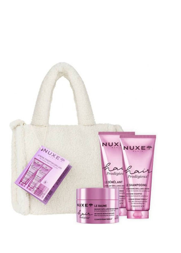 Nuxe Xmas Set Hair Prodigieux με High Shine Σαμπουάν για Θρέψη & Λάμψη, 200ml, Conditioner για Λάμψη & Ενυδάτωση, 200ml, Μάσκα Επανόρθωσης, 200ml & Δώρο Τσάντα, 1τεμ, 1σετ